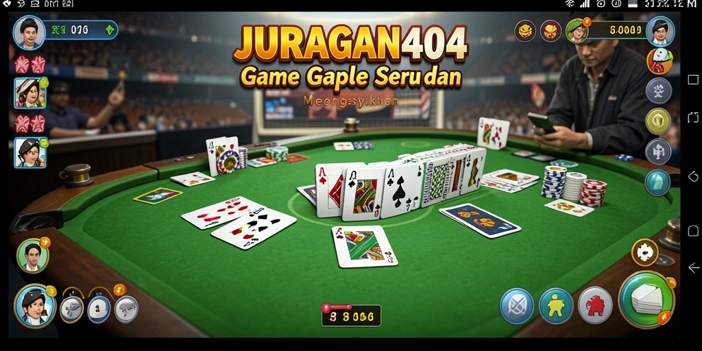 Screenshot utama JURAGAN404 menampilkan aksi seru bermain Gaple.