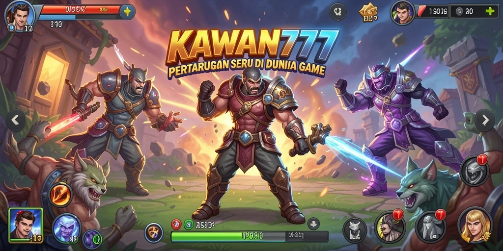Gameplay seru dengan pertarungan karakter di KAWAN777.