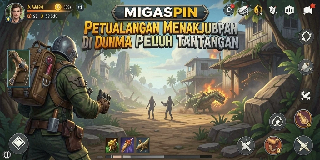 Screenshot menunjukkan petualangan mendebarkan dalam MIGASPIN dengan grafik menawan.