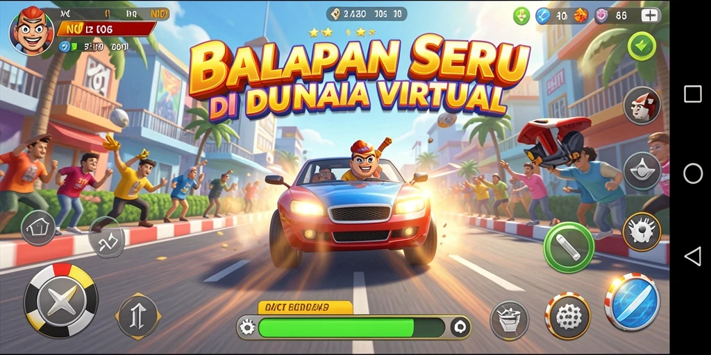 Tangkapan layar menunjukkan aksi balapan mendebarkan di N06.