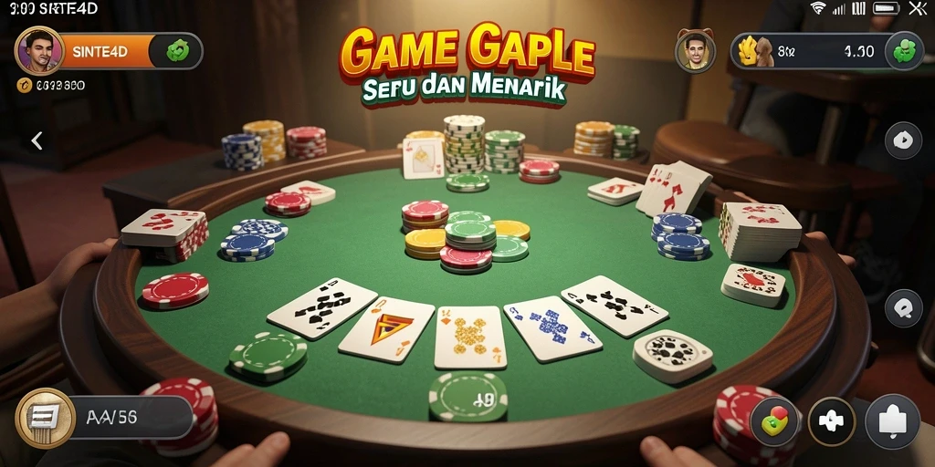 Tampilan gameplay SINTE4D yang menarik dan seru saat bermain Gaple.
