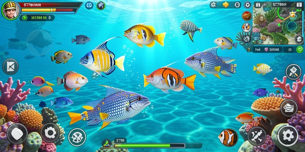Screenshot gameplay ST789 yang menampilkan serunya menembak ikan.